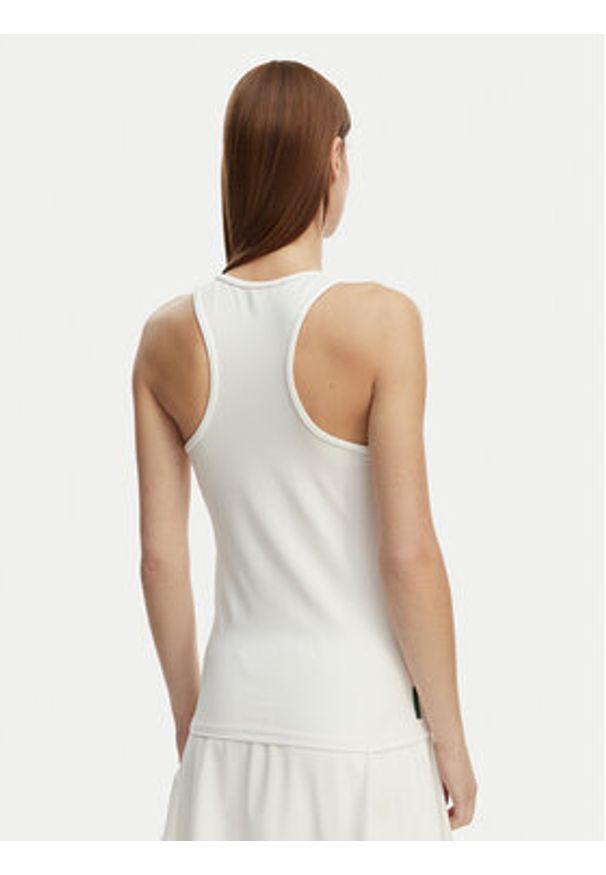 Lacoste Top TF0160 Biały Slim Fit. Kolor: biały. Materiał: syntetyk