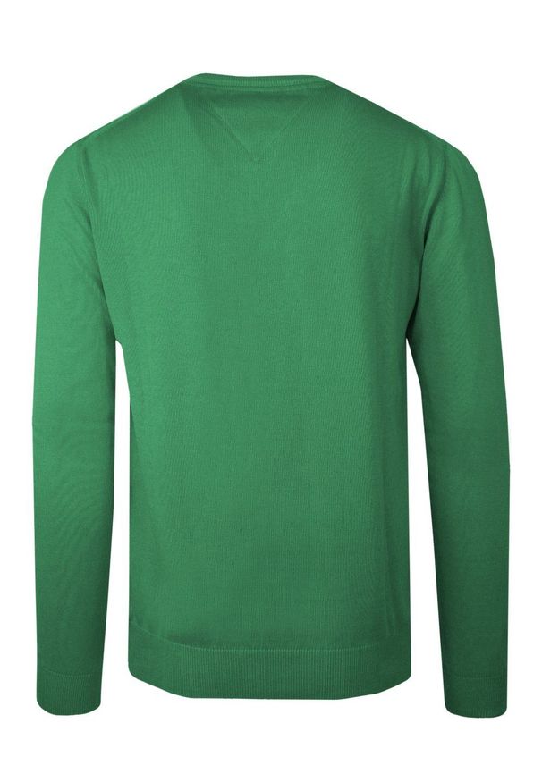 Bartex - Sweter Zielony z Okrągłym Dekoltem, Tłoczony Wzór, U-neck, Męski -BARTEX. Okazja: na co dzień, na spotkanie biznesowe, do pracy. Kolor: zielony. Materiał: bawełna. Styl: biznesowy, klasyczny, elegancki, casual