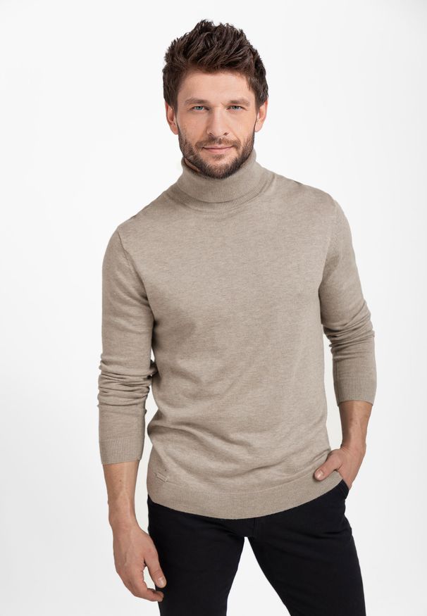 Volcano - Sweter z golfem S-MAX. Typ kołnierza: golf. Materiał: prążkowany, dzianina, materiał. Wzór: gładki, ze splotem. Sezon: zima, jesień, wiosna. Styl: klasyczny