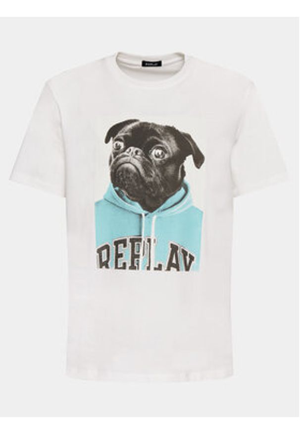 Replay T-Shirt M6808.000.22662 Biały Regular Fit. Kolor: biały. Materiał: bawełna