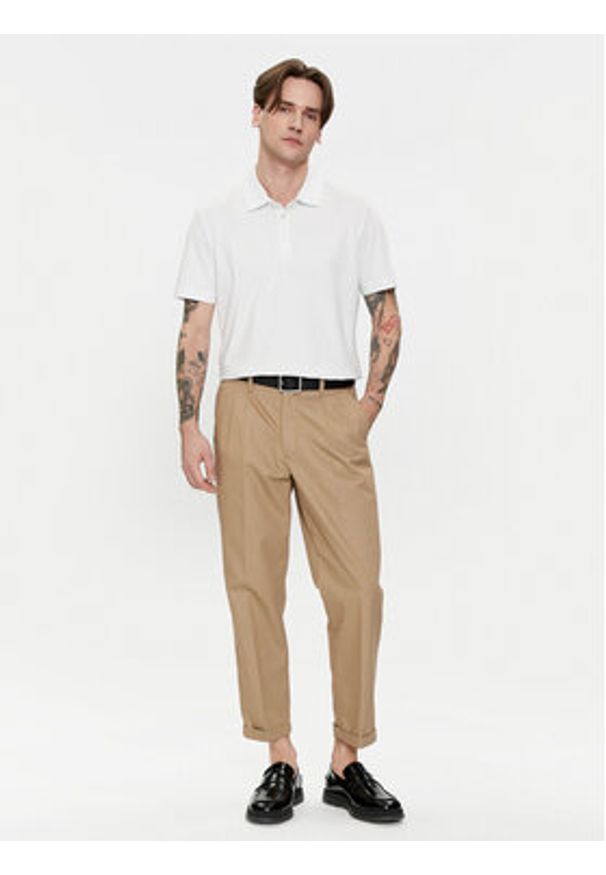 Baldessarini Polo B4 10044/000/5190 Biały Regular Fit. Typ kołnierza: polo. Kolor: biały. Materiał: bawełna