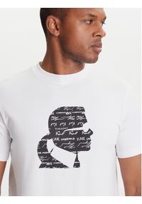 Karl Lagerfeld - KARL LAGERFELD T-Shirt 755042 553235 Biały Regular Fit. Typ kołnierza: dekolt w karo. Kolor: biały. Materiał: bawełna