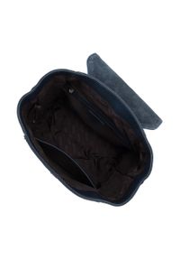 Wittchen - Damski plecak skórzany w monogram z pionowymi suwakami granatowy. Kolor: niebieski. Materiał: skóra. Wzór: haft. Styl: elegancki