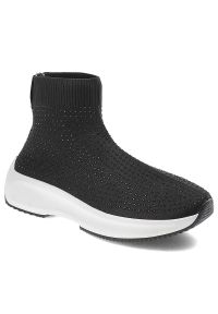 Sca'viola - Czarne Botki Sca'Viola Damskie Stylowe Obuwie. Kolor: czarny. Materiał: materiał. Styl: sportowy, elegancki