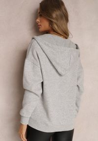 Renee - Szara Bluza z Kapturem i Suwakiem Oversize Des. Typ kołnierza: kaptur. Kolor: szary. Materiał: polar, dzianina. Długość rękawa: długi rękaw. Długość: długie. Sezon: zima, jesień. Styl: sportowy #4