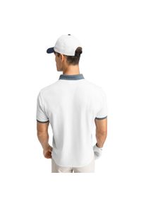 SIROKO - Koszulka polo golf męska Ppique Pinehurst. Typ kołnierza: golf, polo. Kolor: biały. Materiał: tkanina, prążkowany. Długość rękawa: krótki rękaw. Długość: krótkie. Styl: sportowy