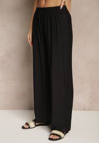 Renee - Czarne Spodnie z Wiskozy High Waist o Szerokim Kroju Divlise. Okazja: na co dzień. Stan: podwyższony. Kolor: czarny. Materiał: wiskoza. Styl: elegancki, casual #5