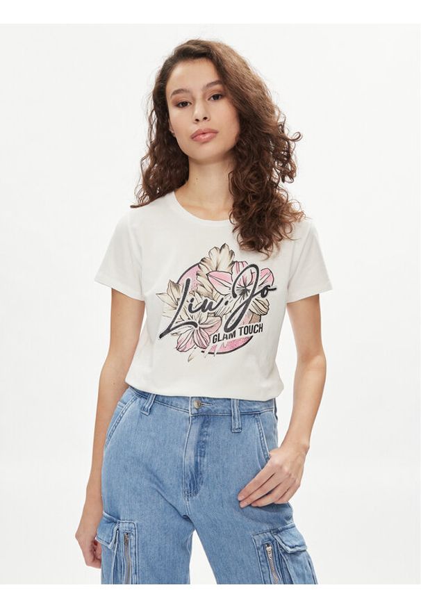 Liu Jo T-Shirt TA4202 JS003 Écru Regular Fit. Materiał: bawełna