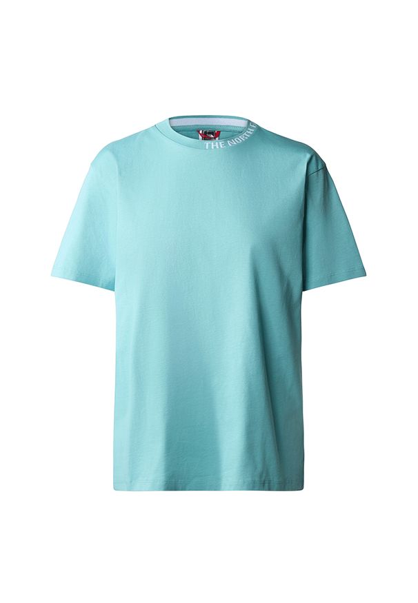 Koszulka The North Face Zumu 0A491QLV21 - niebieska. Kolor: niebieski. Materiał: bawełna. Długość rękawa: krótki rękaw. Długość: krótkie. Wzór: napisy