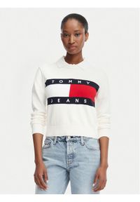Tommy Jeans Sweter Flag DW0DW22930 Biały Regular Fit. Kolor: biały. Materiał: bawełna #1
