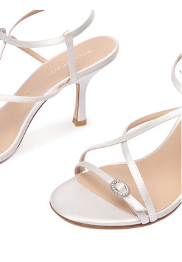 Stuart Weitzman Sandały Kensington Strappy Sandal 85 SN109 Kremowy. Kolor: kremowy. Materiał: materiał