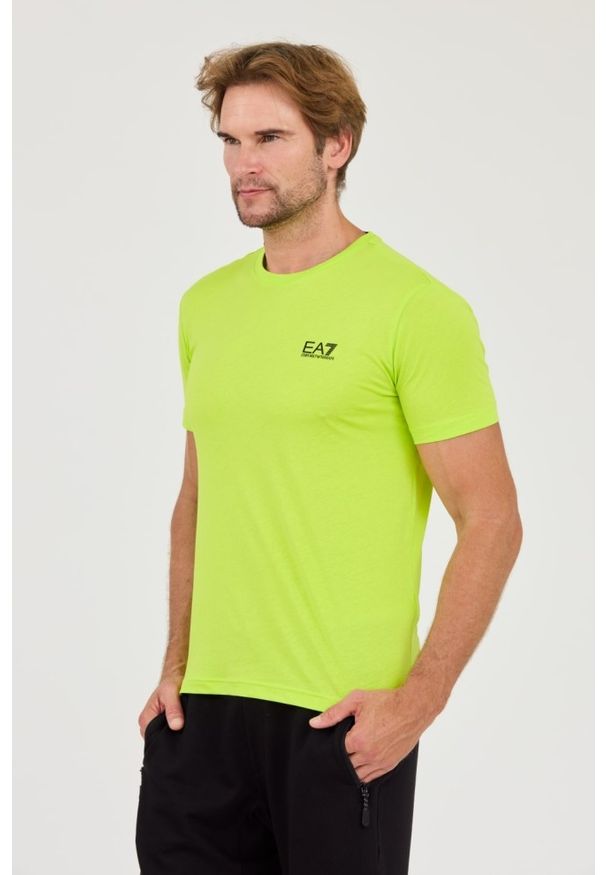 EA7 Emporio Armani - EA7 Neonowy męski t-shirt bawełniany, Rozmiar M. Kolor: zielony. Materiał: bawełna