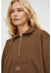 Mercer Amsterdam bluza bawełniana kolor brązowy z aplikacją. Kolor: brązowy. Materiał: bawełna. Długość: krótkie. Wzór: aplikacja #6