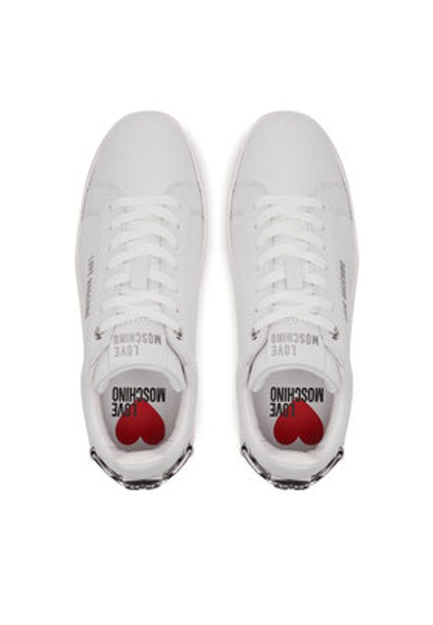 Love Moschino - LOVE MOSCHINO Sneakersy JA15394G1MIA0100 Biały. Kolor: biały. Materiał: skóra