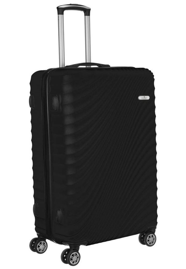 Walizka czarna Peterson PTN ML-29-BLACK M czarna. Kolor: czarny. Materiał: materiał