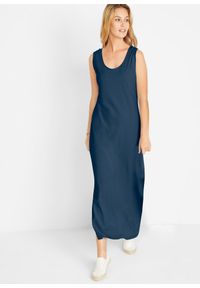 bonprix - Podkreślająca figurę sukienka z dżerseju. Kolor: niebieski. Materiał: jersey, bawełna. Wzór: melanż #3