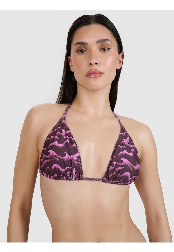 4f - 4F Góra od bikini damska - fioletowa XL. Kolor: fioletowy. Materiał: materiał, włókno, syntetyk, elastan