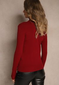 Renee - Bordowy Golf Dopasowany Ungase. Typ kołnierza: golf. Kolor: czerwony. Materiał: tkanina, jeans. Długość rękawa: długi rękaw. Długość: długie. Sezon: zima, jesień #4