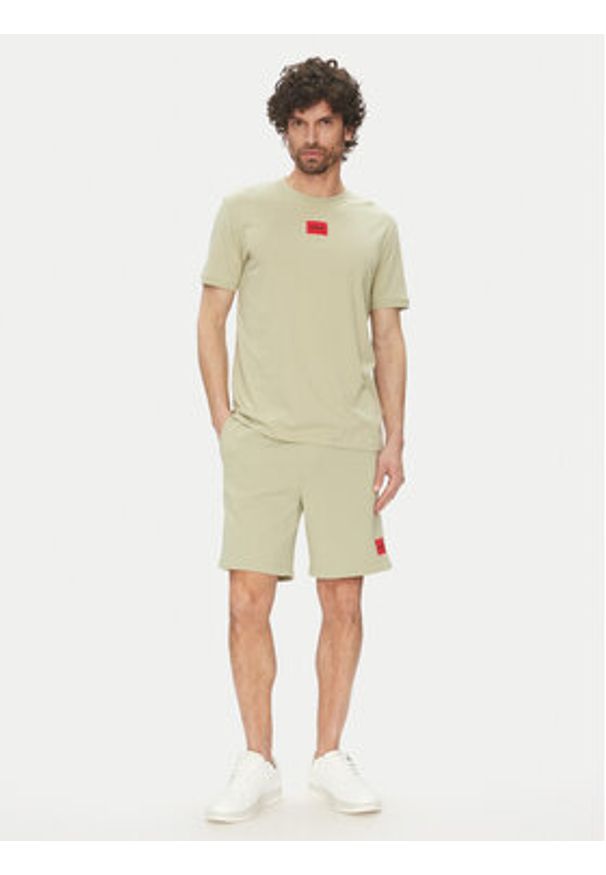 Hugo - HUGO T-Shirt Diragolino212 50447978 Zielony Regular Fit. Kolor: zielony. Materiał: bawełna