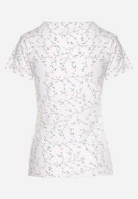Born2be - Biały T-shirt z Bawełny w Kwiaty Savilisse. Okazja: na co dzień. Kolor: biały. Materiał: bawełna. Wzór: kwiaty. Styl: klasyczny, casual #7