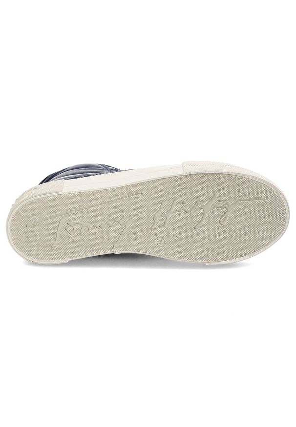 TOMMY HILFIGER - Granatowe Trampki Tommy Hilfiger Modne Pikowane Buty Damskie. Kolor: niebieski. Materiał: materiał, skóra ekologiczna. Szerokość cholewki: normalna. Styl: sportowy