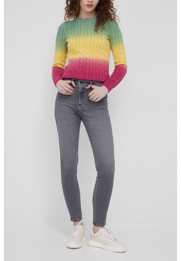 Wrangler jeansy HIGH RISE SKINNY VINTAGE GREY damskie high waist. Stan: podwyższony. Kolor: szary. Styl: vintage