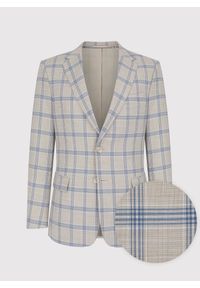 Pako Lorente - PAKO LORENTE – Beżowa marynarka garniturowa w kratę. Okazja: na ślub cywilny, na wesele. Kolor: beżowy. Materiał: poliester, elastan, wiskoza #9