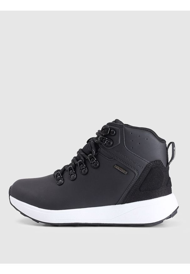4f - 4F Buty zimowe ELEMENT z membraną chłopięce - czarne 37. Okazja: na co dzień. Wysokość cholewki: przed kolano. Kolor: czarny. Materiał: guma, nubuk. Szerokość cholewki: normalna. Sezon: zima. Styl: casual