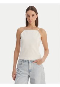Calvin Klein Jeans Top Ponte LV044F206G Beżowy Slim Fit. Kolor: beżowy. Materiał: syntetyk #3