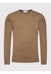 Selected Homme Sweter Berg 16074682 Brązowy Regular Fit. Kolor: brązowy. Materiał: bawełna