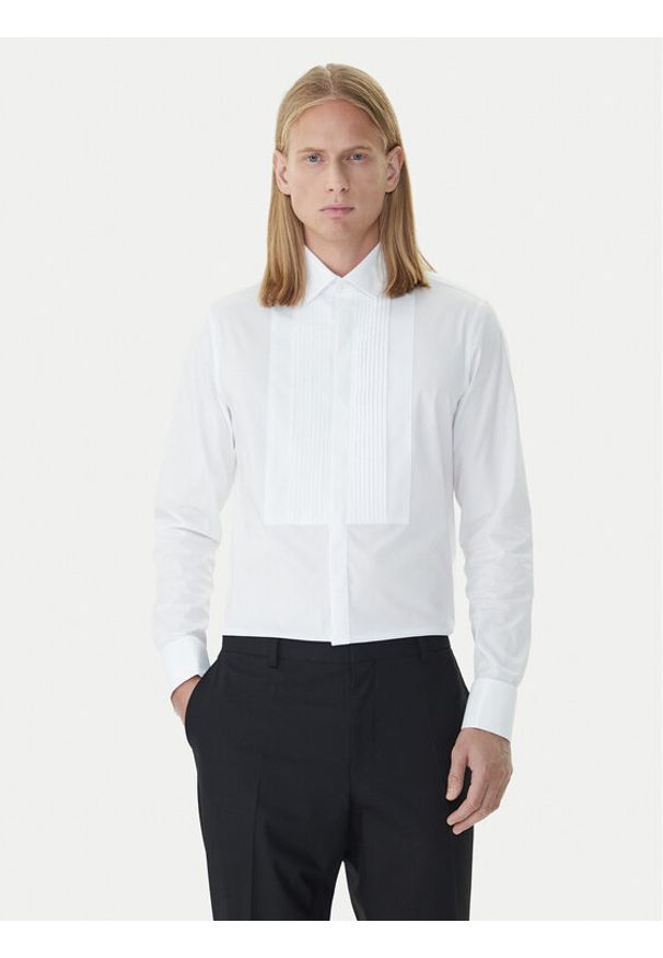 Calvin Klein Koszula LV019EU063 Biały Slim Fit. Kolor: biały. Materiał: bawełna