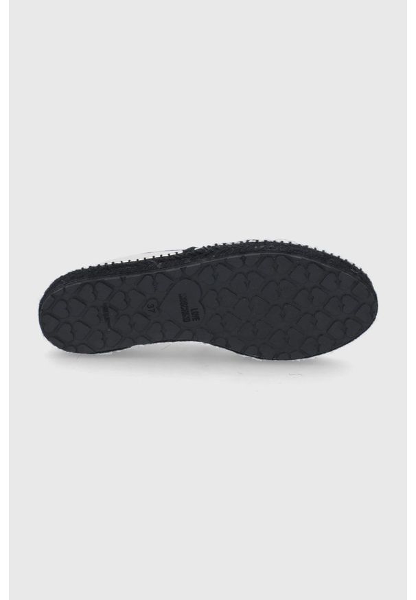 Love Moschino Espadryle skórzane kolor srebrny na platformie. Nosek buta: okrągły. Kolor: srebrny. Materiał: skóra. Wzór: gładki. Obcas: na platformie