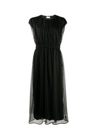 MONCLER - Czarna sukienka z wiązaniem. Kolor: czarny. Materiał: materiał. Typ sukienki: sportowe. Styl: sportowy. Długość: midi #3