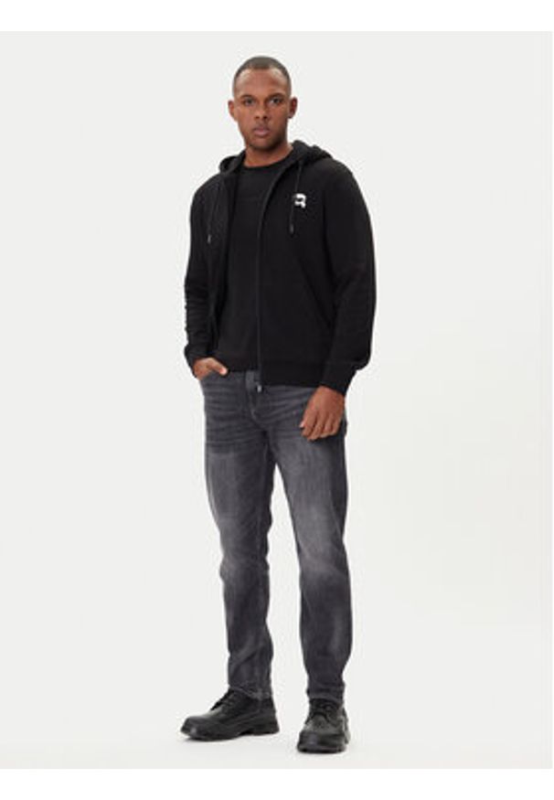 Karl Lagerfeld - KARL LAGERFELD Bluza 705045 554910 Czarny Regular Fit. Typ kołnierza: dekolt w karo. Kolor: czarny. Materiał: bawełna