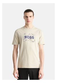 BOSS T-Shirt Logo Space 50539186 Beżowy Regular Fit. Kolor: beżowy. Materiał: bawełna #3