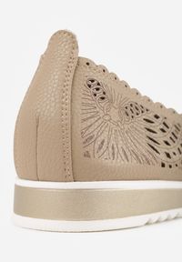 Born2be - Beżowe Ażurowe Balerinki ze Skóry Naturalnej z Odkrytymi Noskami Prisira. Okazja: do pracy, na co dzień. Kolor: beżowy. Materiał: skóra. Szerokość cholewki: normalna. Wzór: ażurowy. Styl: casual #4