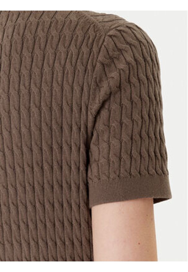 TOMMY HILFIGER - Tommy Hilfiger Sweter Fine WW0WW41474 Brązowy Regular Fit. Kolor: brązowy. Materiał: bawełna