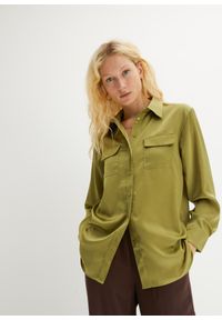 bonprix - Bluzka koszulowa. Kolor: zielony