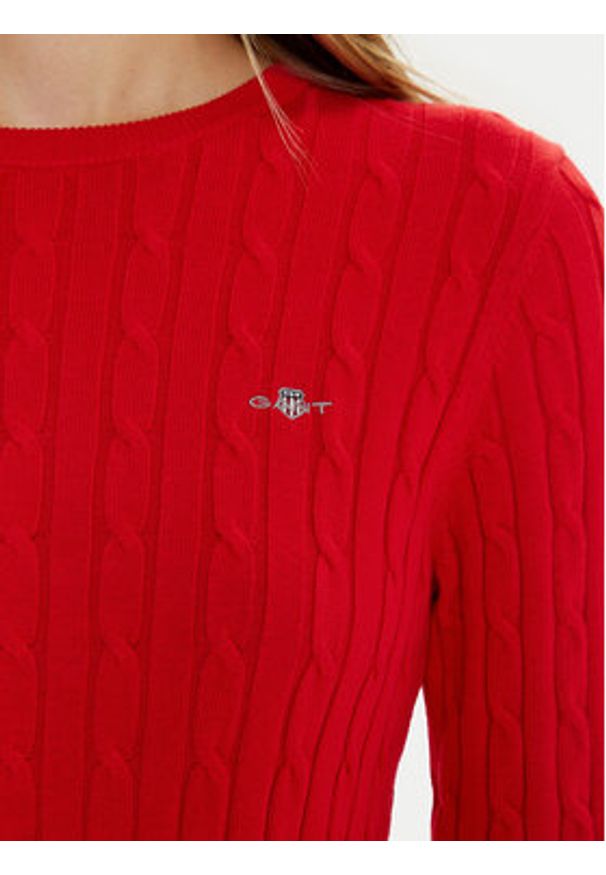 GANT - Gant Sweter 4800100 Czerwony Slim Fit. Kolor: czerwony. Materiał: bawełna