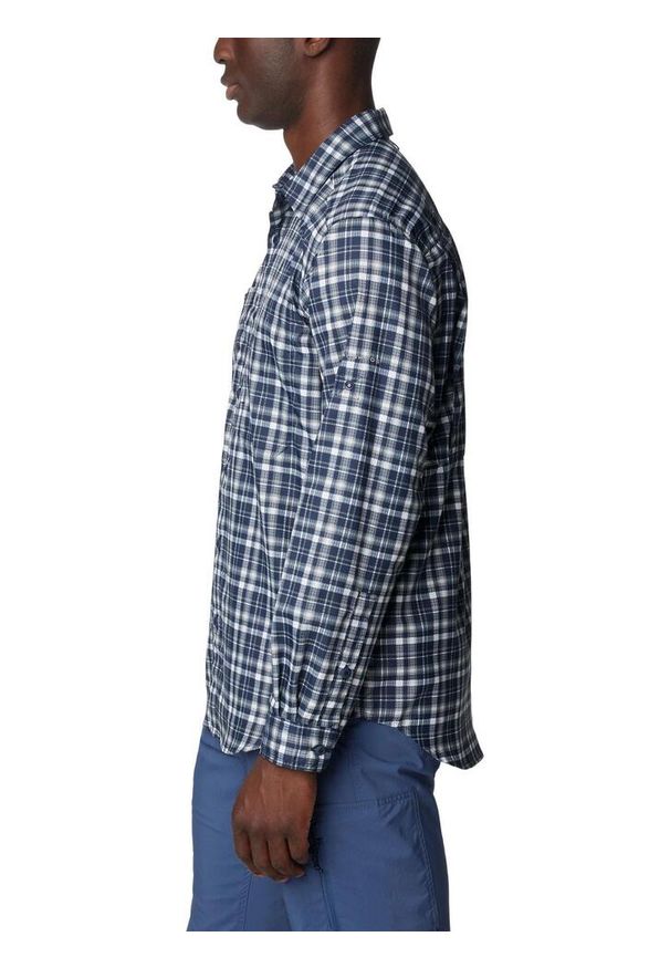 columbia - Męska koszulka turystyczna Columbia Silver Ridge Utility Lite Plaid z długim ręk. Kolor: niebieski. Materiał: poliester. Długość rękawa: długi rękaw. Długość: długie