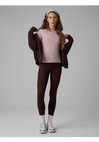 4f - 4F T-shirt slim gładki damski - różowy XS. Okazja: na co dzień. Kolor: różowy. Materiał: materiał, włókno, skóra, dzianina. Wzór: gładki. Styl: casual #2