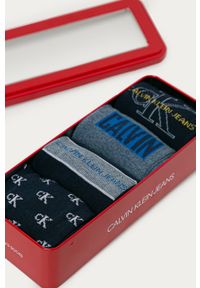 Calvin Klein - Skarpetki (4-pack). Kolor: niebieski. Materiał: bawełna, materiał, poliamid, elastan, poliester. Wzór: nadruk #2