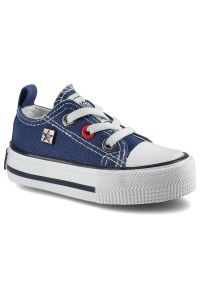 Big-Star - Granatowe Trampki Big Star Dziecięce Buty Wsuwane. Zapięcie: bez zapięcia. Kolor: niebieski. Materiał: materiał, guma. Szerokość cholewki: normalna. Wzór: aplikacja