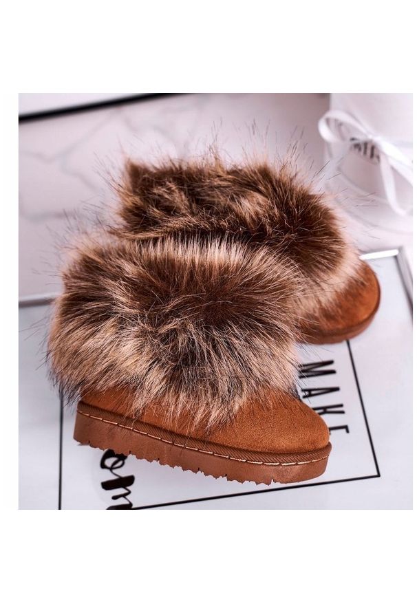 FRROCK Śniegowce Z Futerkiem Camel Small Fox beżowy żółte. Kolor: wielokolorowy, beżowy, żółty. Materiał: futro. Szerokość cholewki: normalna. Styl: młodzieżowy, retro