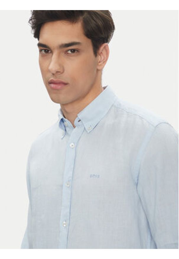 BOSS Koszula H-Roan-Bd-E-C1 50520283 Błękitny Slim Fit. Kolor: niebieski. Materiał: len