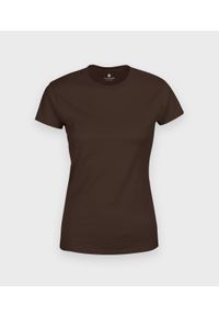 MegaKoszulki - Damska koszulka (bez nadruku, gładka) - brązowa. Kolor: brązowy. Materiał: bawełna. Wzór: gładki #1
