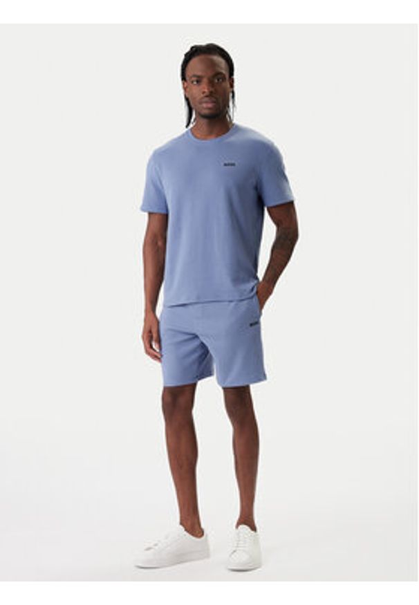 BOSS T-Shirt Waffle 50535891 Błękitny Regular Fit. Kolor: niebieski. Materiał: syntetyk, bawełna