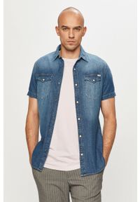 Jack & Jones - Koszula jeansowa. Okazja: na co dzień. Typ kołnierza: kołnierzyk klasyczny. Kolor: niebieski. Materiał: jeans. Długość: krótkie. Wzór: gładki. Styl: casual, klasyczny #4