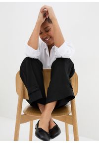 bonprix - Spodnie z bengaliny ze stretchem, z wygodnym paskiem. Kolor: czarny #2