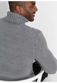 bonprix - Sweter z golfem, w warkocze. Typ kołnierza: golf. Kolor: szary #3